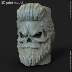 SB_vol1_lowpoly_k1.jpg 3D file lowpoly Skull bearded vol1 flower pot・3D printing template to download, AS_3d_art