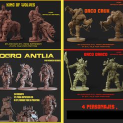 ORCOS  WARHAMMER.jpg PACK 4 CHARACTERS IN STL