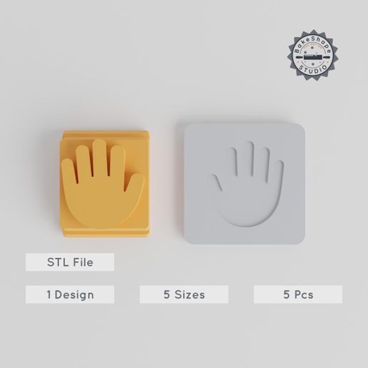 product_2068-01_main.jpg Hand Stamp Tile Set, 5 Sizes, Gesture Palm Design, Perfect for Clay, Cookies, Fondant & Soft Materials