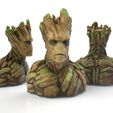 Groot1_display_large.jpg Fichier STL gratuit Groot Buste Groot Sculpture・Objet pour impression 3D à télécharger