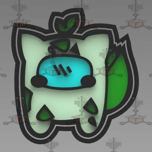 Cookie cutter pokeamong bulbasaur - 3D model önizlemesi