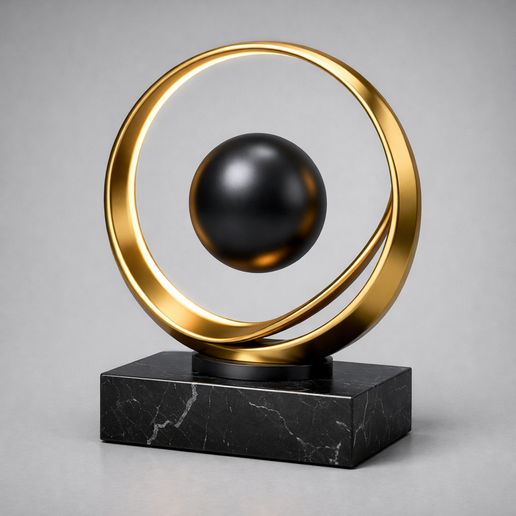 Luxury Golden Orbit Sculpture
