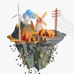 Floating-Islands-Low-Poly011.jpg Fichier 3D Île flottante Low Poly・Objet pour imprimante 3D à télécharger