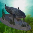 sumec-podstavec-high-quality-3.png catfish / Siluriformes / sumec velký underwater statue detailed texture for 3d printing