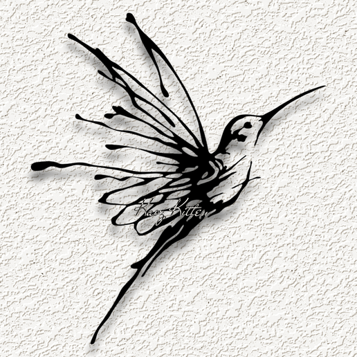 watercolor paint hummingbird WALL ART HOME DECOR 3D model