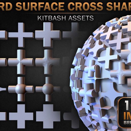 💯 100 Hard Surface IMM Cross Shapes・ 3D File for 3D printing・Cults