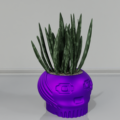 0010.png STL file plant pot holder 98 skull・3D print design to download