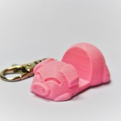 DSC_1831.JPG Free STL file Piggy Phone Stand Keychain・Object to download and to 3D print, chienline
