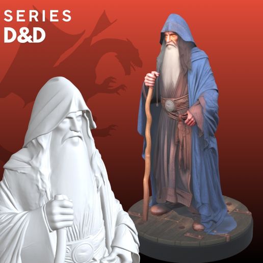 Fantasy Wizard STL – Tabletop RPG Character 3D Model
