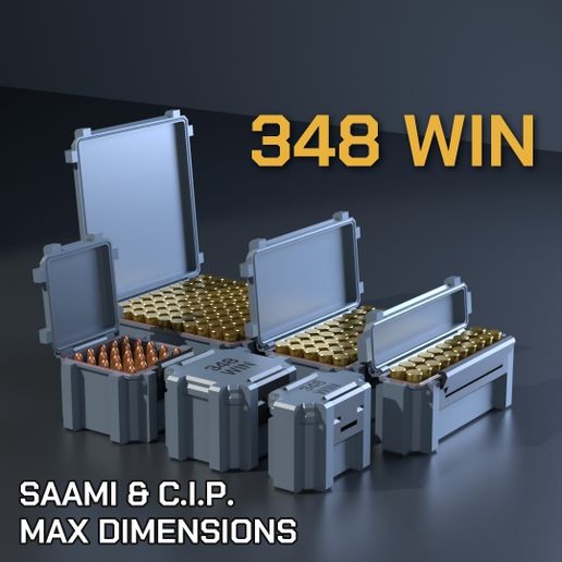 SBOX AMMO BOX .348 Win. AMMUNITION STORAGE 10/20/25/50/100 ROUNDS CRATE ORGANIZER 348 Win