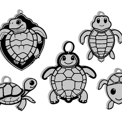 turtle-bundle-set.png Archivo STL Set de llaveros Tortuga・Modelo de impresora 3D para descargar