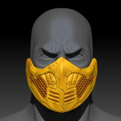 MASKA1.jpg Бесплатный STL файл Mortal Kombat Scorpion Mask・Шаблон для загрузки и 3D-печати, SADDEXdesign