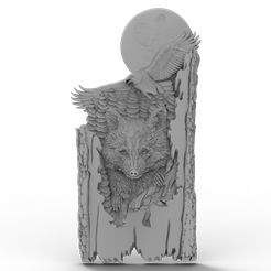 Racoon-and-Eagle.png 3D Model STL File for CNC Router/Laser & 3D Printer Racoon and Eagle