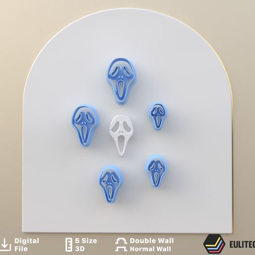Polymer clay cutter to make Scream *5 size 2 version cut/Digital .STL File * File For Use In A 3D Printer/EULITEC.COM/CC/COPYRIGHTED LICENSE 3D model