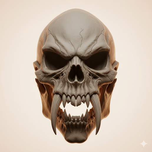 Skull with fangs mask - Halloween, spooky, scary, horror, creepy, haunted, October 31, trick or treat, pumpkin, jack o’ lantern, jackolantern, ghost, skeleton, skull, zombie, witch, vampire, monster, mummy, Frankenstein 3D Model 3D model