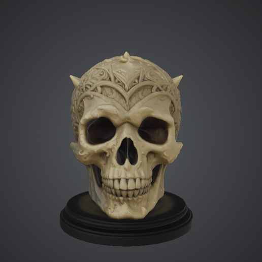 Ornate Crowned Skull Bust