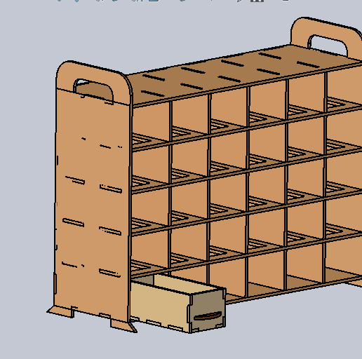 Organizer 5x6 - Wooden desk organizer - 3D model önizlemesi
