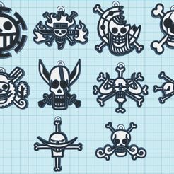 1.jpeg STL file Rolly Roger One Piece Captains key chains・3D print object to download
