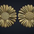 05.jpg Fleurs de marguerite bas relief modèle 3D