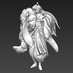 sesshomaru_pendant_02.jpg Fichier STL pendentif sesshomaru une pièce, impression en place・Objet pour impression 3D à télécharger
