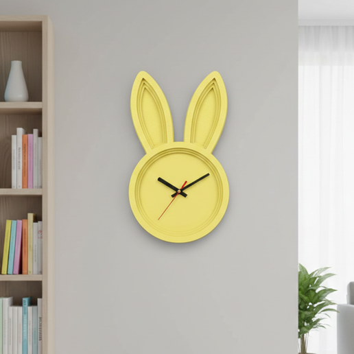 Cute Bunny Face Wall Clock STL – Easter Rabbit Clock