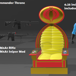 Cobra-Commander-Throne-1-12-Scale-a.png Fichier 3D gratuit Trône du commandant Cobra customisé 1/12 avec fusils M4A1・Design pour imprimante 3D à télécharger