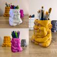 Buda_02.jpg STL file Buddha, Flowerpot and Pencil Holder・3D printable model to download