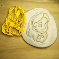 6.jpg Descargar archivo STL Alicia en el pais de las maravillas cara - Alice in Wonderland - cortante de galletas - fiesta tematica - corta masa y arcilla - 8cm • Modelo para imprimir en 3D, Agos3D