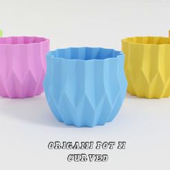 Origami-pot-II-Curved.jpg Fichier STL gratuit JARDINIÈRE STYLE ORIGAMI VERSION 2 COURBE・Objet pour impression 3D à télécharger