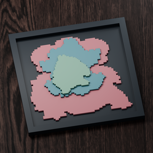 Venusaur Line - Pokemon Silhouette Frame | Gen 3 sprite style | STL