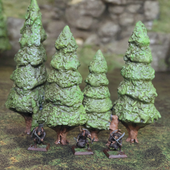 pine-trees-1-background-2.png PINE OR FIR TREES FOR TABLETOP WARGAMING SCATTER TERRAIN OR SCENERY- NO SUPPORTS NEEDED!