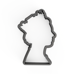 cookie-cutter-quenn-1.png STL file Queens Head Silhouette Cookie Cutter - Biscuit - Fondant - Clay cutter - Dough - Queens Platinum Jubilee - Monarchy - Royalty - Royal Stamp・3D printable model to download, Mundo-3D