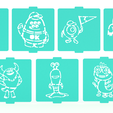 1.png Monstruo con un juego de 7 plantillas para café y pastelería.