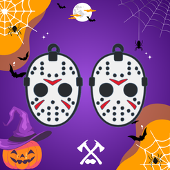 Aros-Jason.png Fichier STL Boucles d'oreilles/Boucles d'oreilles Halloween - Jason Mask・Modèle à télécharger et à imprimer en 3D