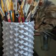 PXL_20230928_125442380~2.jpg Organizer with cubes as a texture, geo cube pen / pencil / brush holder, officially cat-approved