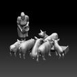 89057809.jpg STL-Datei Frau und Schweine 3D-Druckmodell・3D-Druck-Idee zum Herunterladen