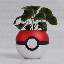 pokeball-plant-vase.jpg Free STL file Pokemon Pokeball Plant Vase・3D printable model to download
