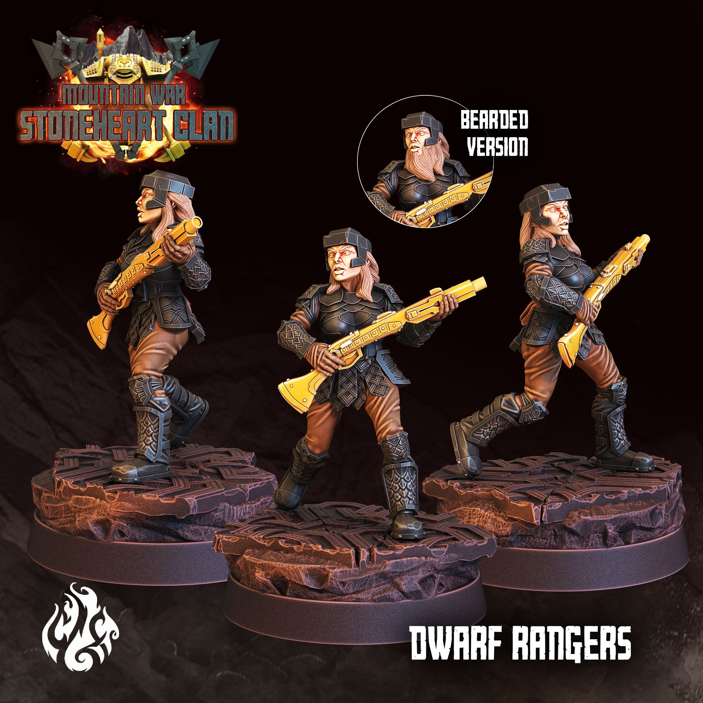 Dwarf B-2 Warrior Ranger Rogue Dwarves Tabletop RPG Miniature D&D 32mm 3D 3D61 
