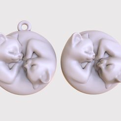 untitled.137.jpg Fichier STL chatons en bas-relief・Modèle imprimable en 3D à télécharger