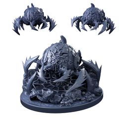 Spider-Pumpkin-Sample-1-Base-A-Mystic-Pigeon-1.jpg 3D file Awakened Pumpkin Spider With Optional Diorama Base Fantasy Resin Miniatures・3D printing idea to download
