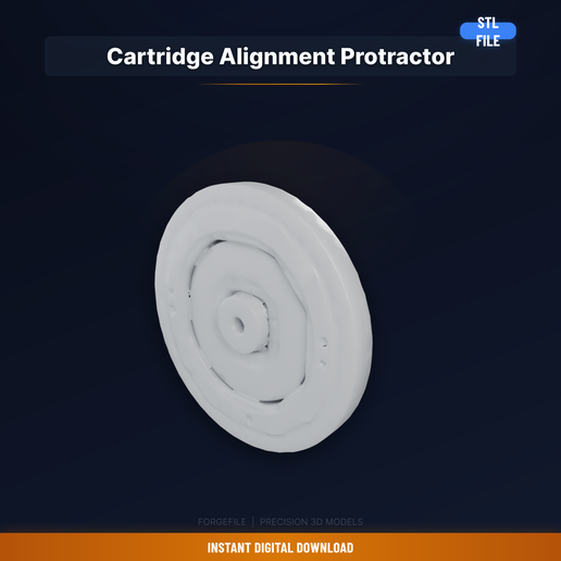 Turntable Cartridge Alignment Protractor Gauge, Overhang - 3D Printable STL File