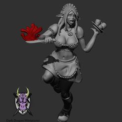 Render1.jpg 3D file DEATH MAID MINIATURE (DND, WARHAMMER, KINGDOM DEATH, PATHFINDER, MINI)・3D printer model to download