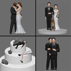 E_01.jpg STL file Wedding cake topper 4 in 1 V2・3D print model to download