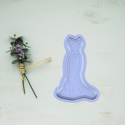 Vencanica.png STL file Wedding Dress Cookie Cutter・3D printer design to download