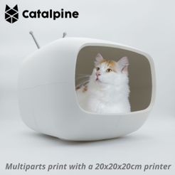 Maison-chat-Cat-TV-1.jpg STL file CAT TV CAT HOUSE・Template to download and 3D print