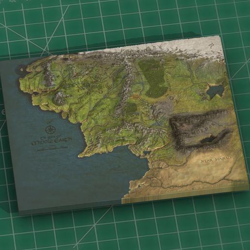 Middle Earth LOTR 3D Relief Map