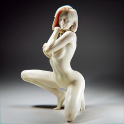 Kneeling-nude-girl.jpg Archivo STL Chica desnuda arrodillada・Modelo para descargar y imprimir en 3D