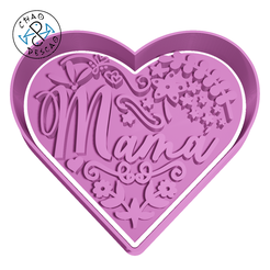 Stamp-Mamá-Corazón-2pc.png Mamá - Cookie Cutter - Fondant - Stamp
