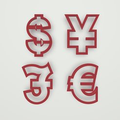 44r.png Fichier STL symbole de la monnaie, dollar, yuan, euro, livre sterling coupeur en pâte polymère・Plan à imprimer en 3D à télécharger