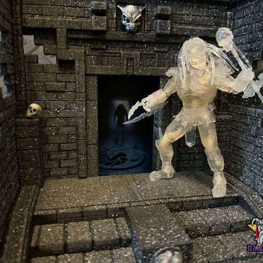 👽 Alien vs Predator Temple Diorama Display.・ STL File for 3D printing・Cults